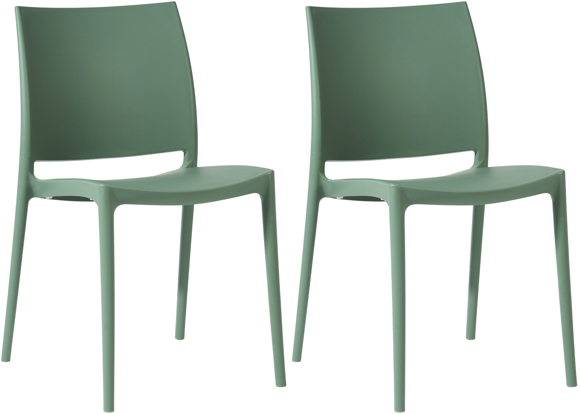 2-delige set Tuinstoelen - Terrasstoelen - Stapelbaar en UV-bestendig kunststof Kleur olijf