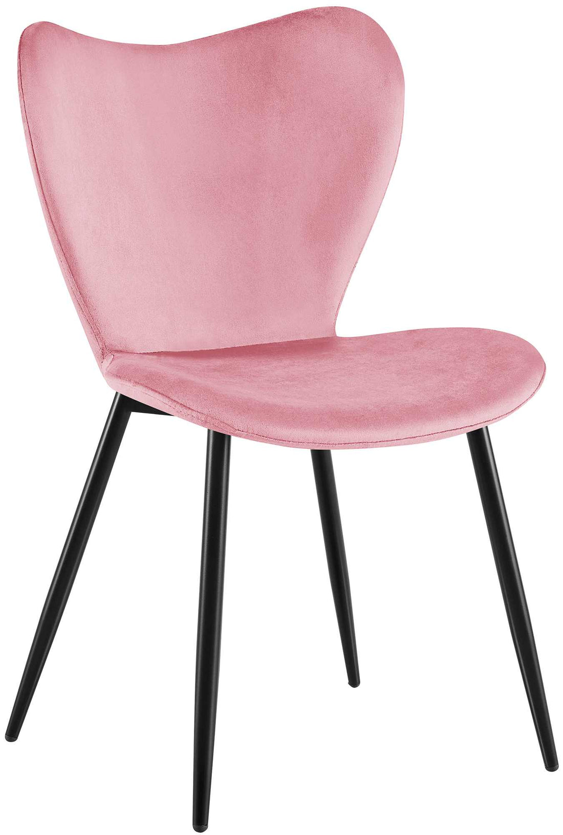 Roze Fluwelen Eetkamerstoel - Kuipstoel - Comfortabel Zitcomfort - Zwart Metalen Onderstel Kleur roze