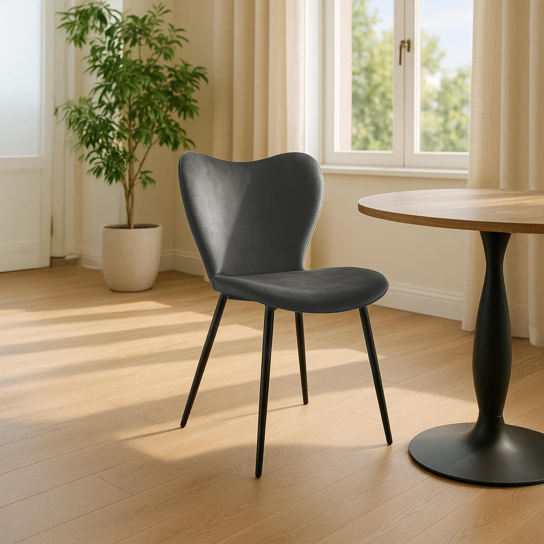 Fluwelen Eetkamerstoel - Velvet Stoel - Ergonomisch Comfort, Luxe & Stabiel, Belastbaar tot 150 kg Kleur antraciet