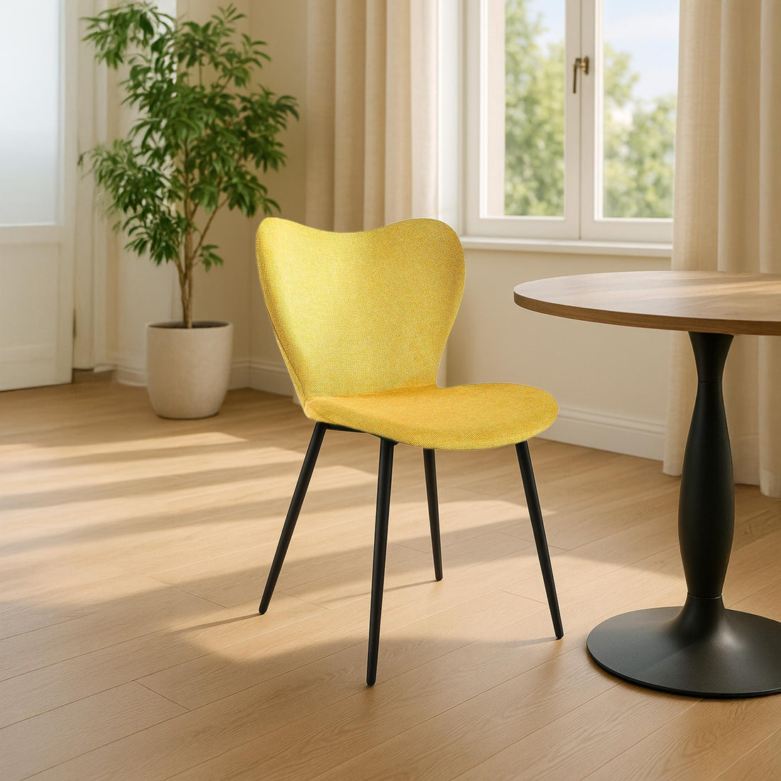 Moderne Gele Eetkamerstoel - Fluwelen Stof - Comfortabel & Ergonomisch - 150kg Draagvermogen Kleur geel