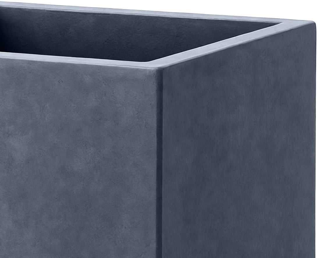 Set van 2 Vierkante Plantenbakken - Bloembakken - Weerbestendig en Lichtgewicht Fiberclay Kleur antraciet