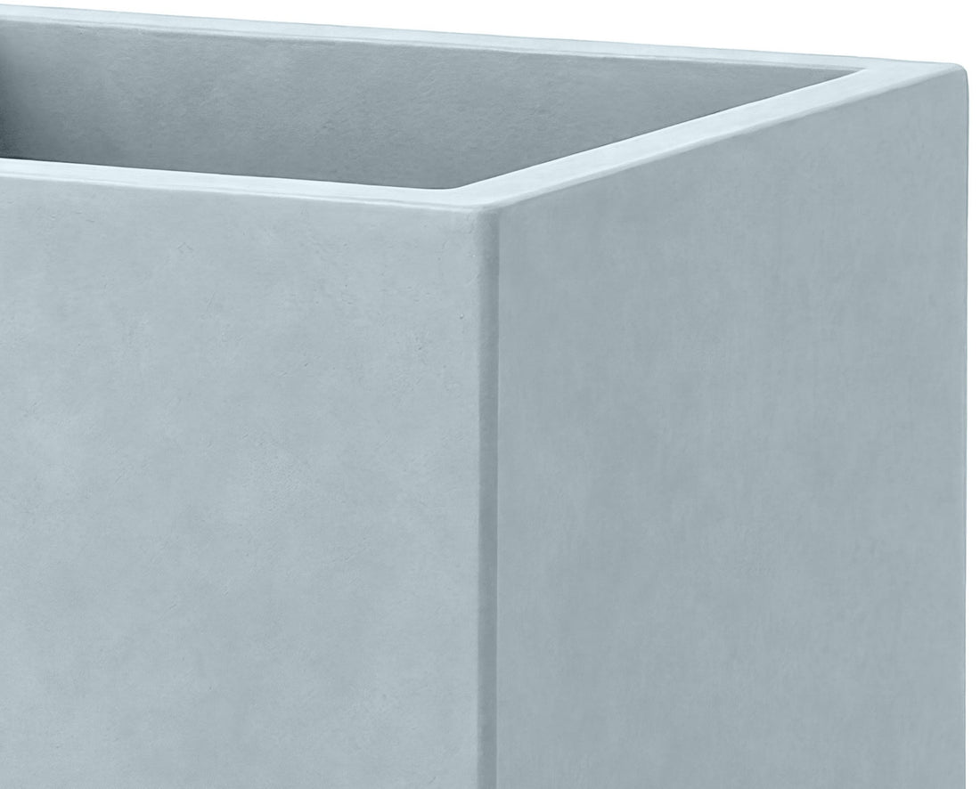 Set van 2 Vierkante Plantenbakken - Bloempotten - Weerbestendig, Vezelklei Kleur grijs