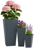 Set van 3 Vierkante Bloempotten - Plantpotten - Weerbestendig en Ademend Design Kleur antraciet