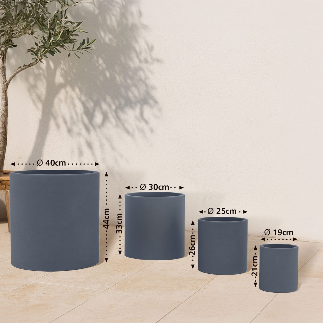 Set van 4 Ronde Bloempotten - Plantenbakken - Weerbestendig en Stijlvol Design Kleur antraciet