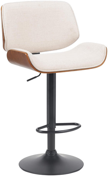 Barkruk Walnoot Design - Kruk - In Hoogte Verstelbaar, 360° Draaibaar Comfort Kleur walnoot/crème