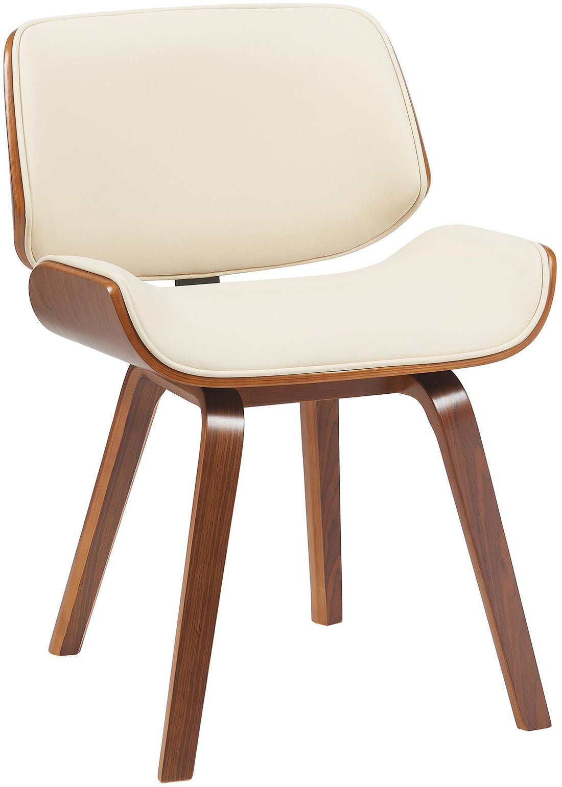 Retro Eetkamerstoel Kunstleer - Designstoel - Hoog Zitcomfort Kleur walnoot/crème