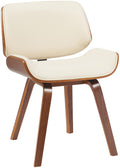 Retro Eetkamerstoel Kunstleer - Designstoel - Hoog Zitcomfort Kleur walnoot/crème