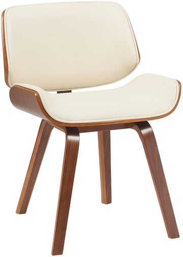 Retro Eetkamerstoel Kunstleer - Designstoel - Hoog Zitcomfort Kleur walnoot/crème