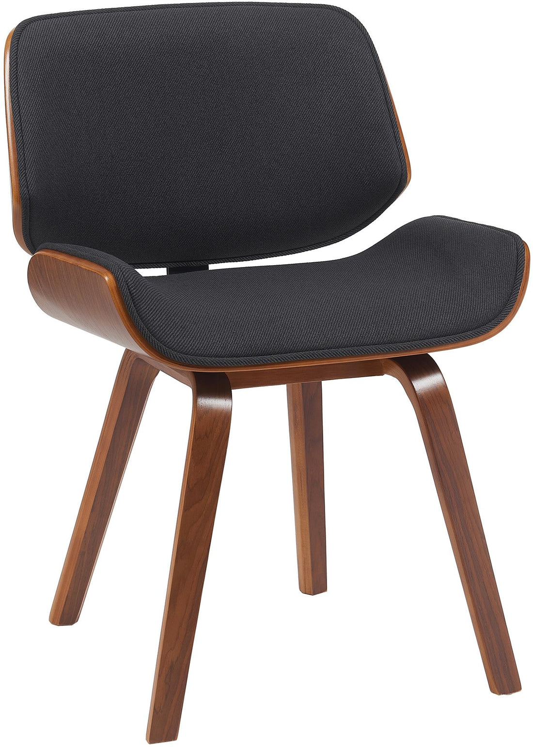 Eetkamerstoel Met Stoffen Bekleding - Retro Design - Hoog Zitcomfort Kleur walnoot/zwart