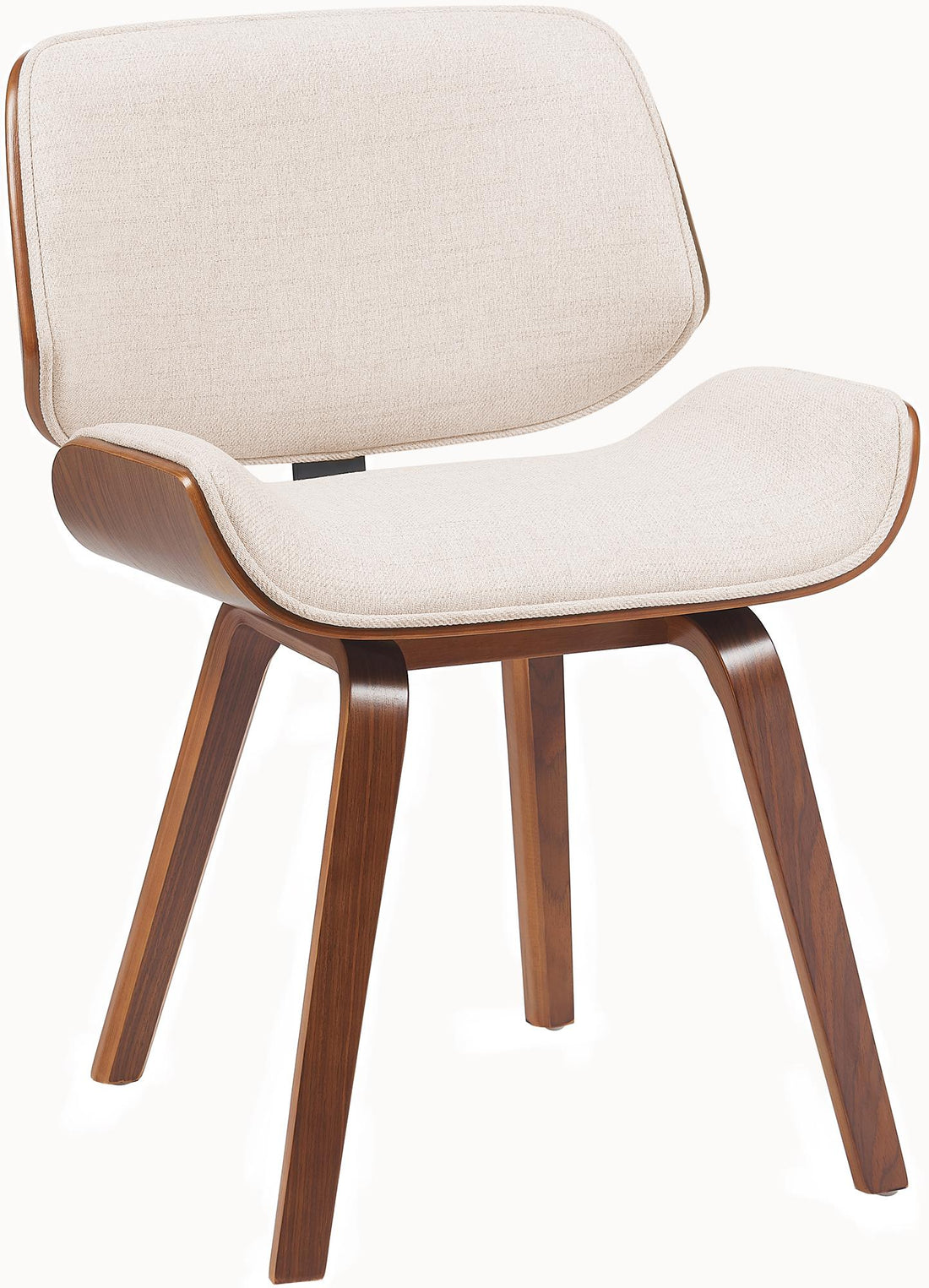 Retro Eetkamerstoel - Designstoel - Hoog Comfort - Walnoot Hout en Zachte Stof Kleur walnoot/crème