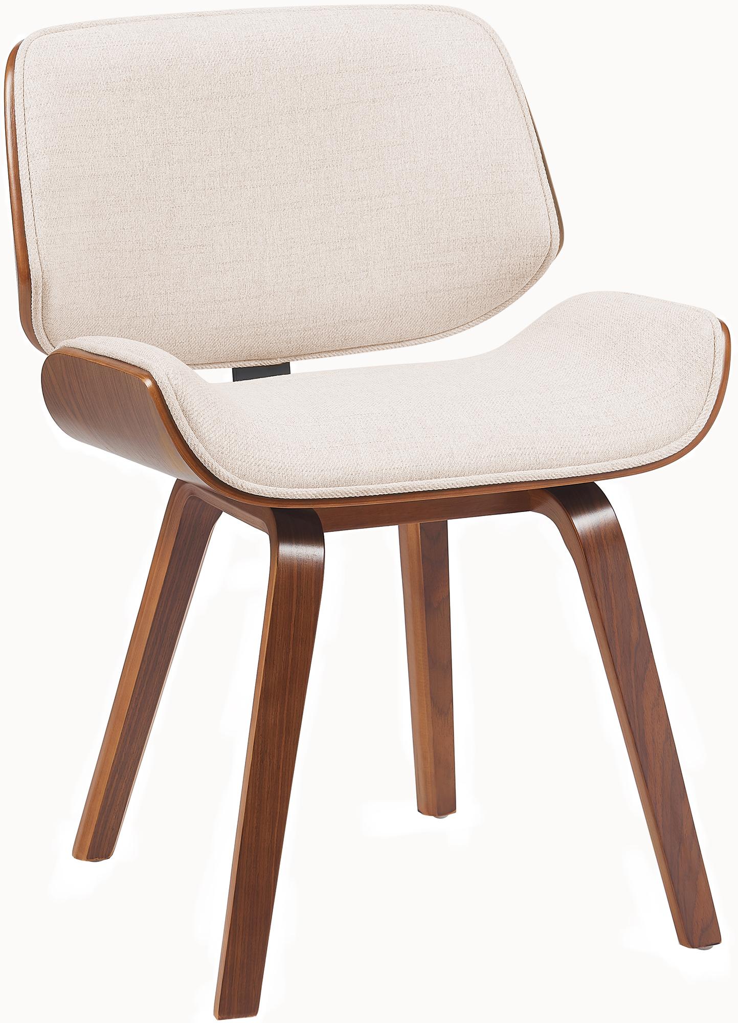 Retro Eetkamerstoel - Designstoel - Hoog Comfort - Walnoot Hout en Zachte Stof Kleur walnoot/crème