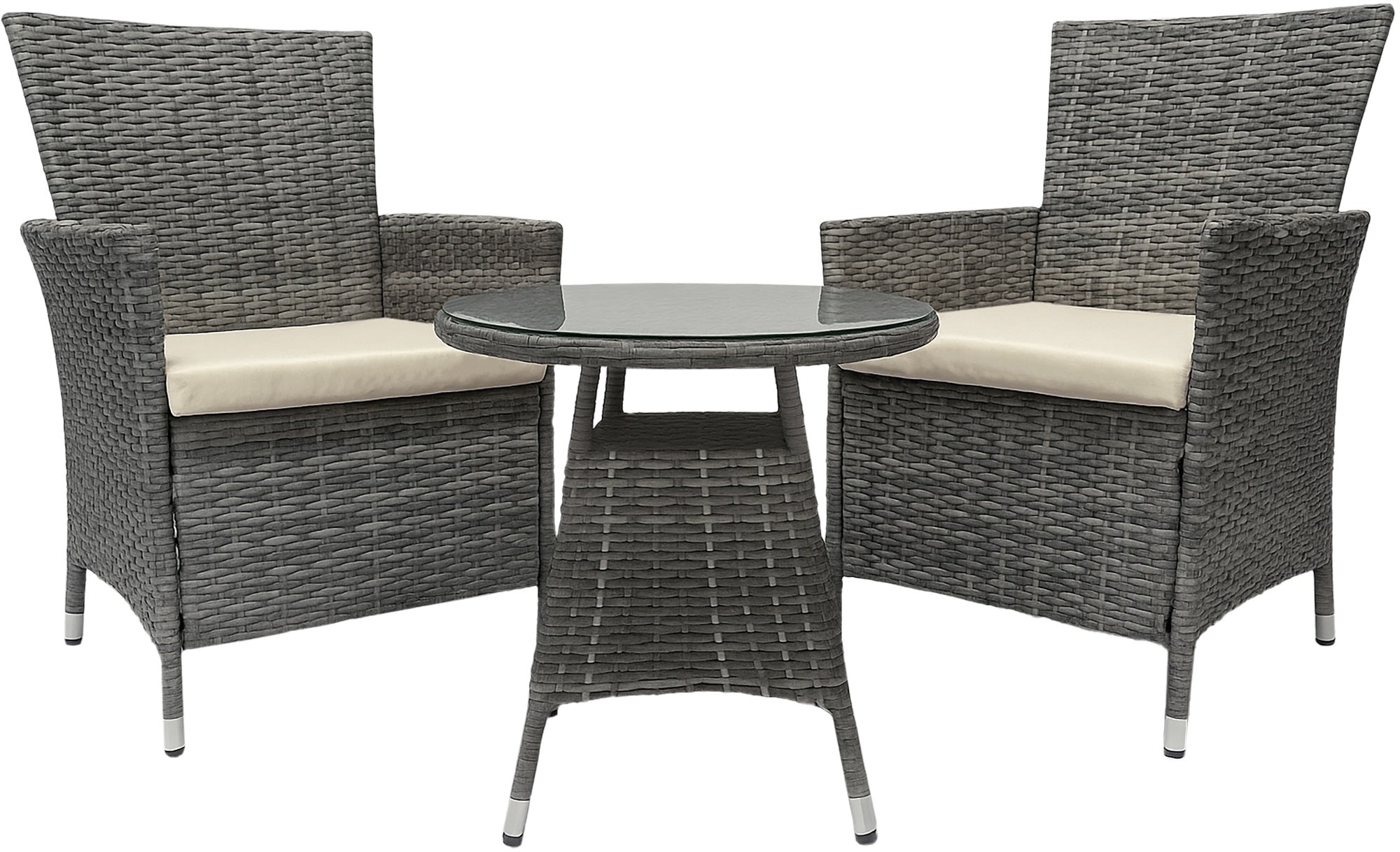 3-delige Loungeset Tuinset – Balkonset – Comfortabele kussens – Moderne grijs gevlekte look Kleur gemêleerd grijs