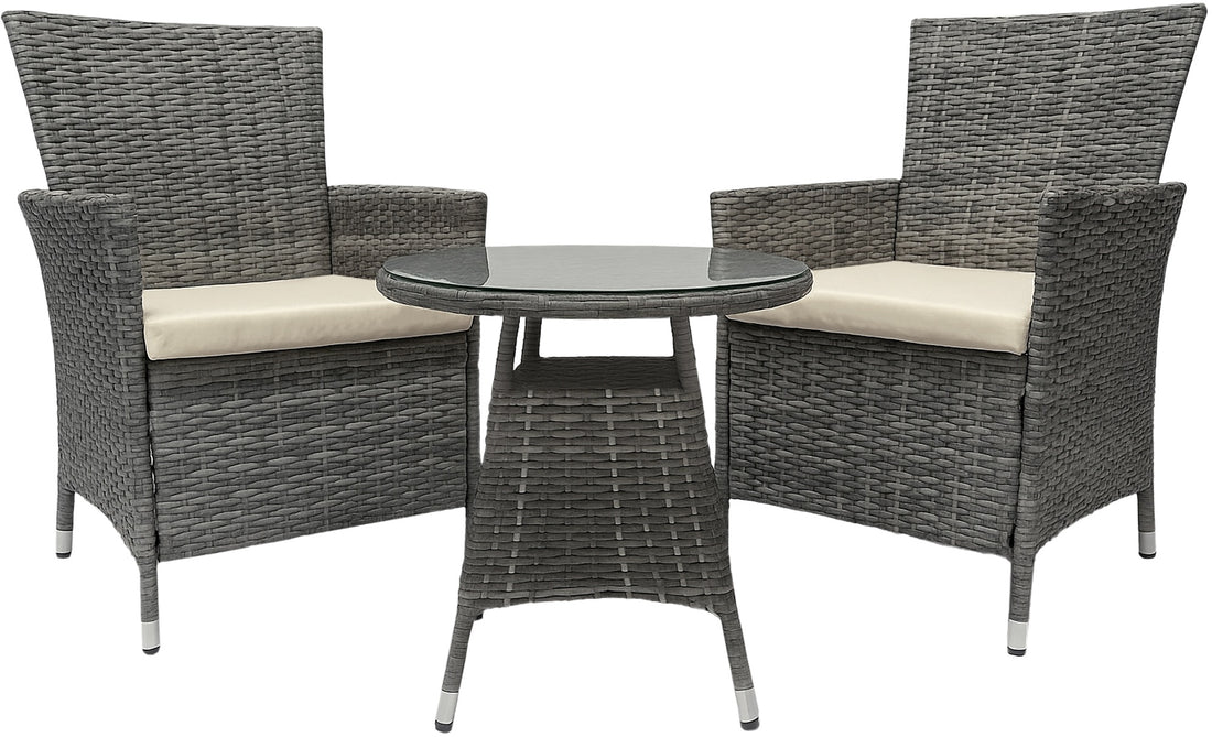 3-delige Loungeset Tuinset – Balkonset – Comfortabele kussens – Moderne grijs gevlekte look Kleur gemêleerd grijs