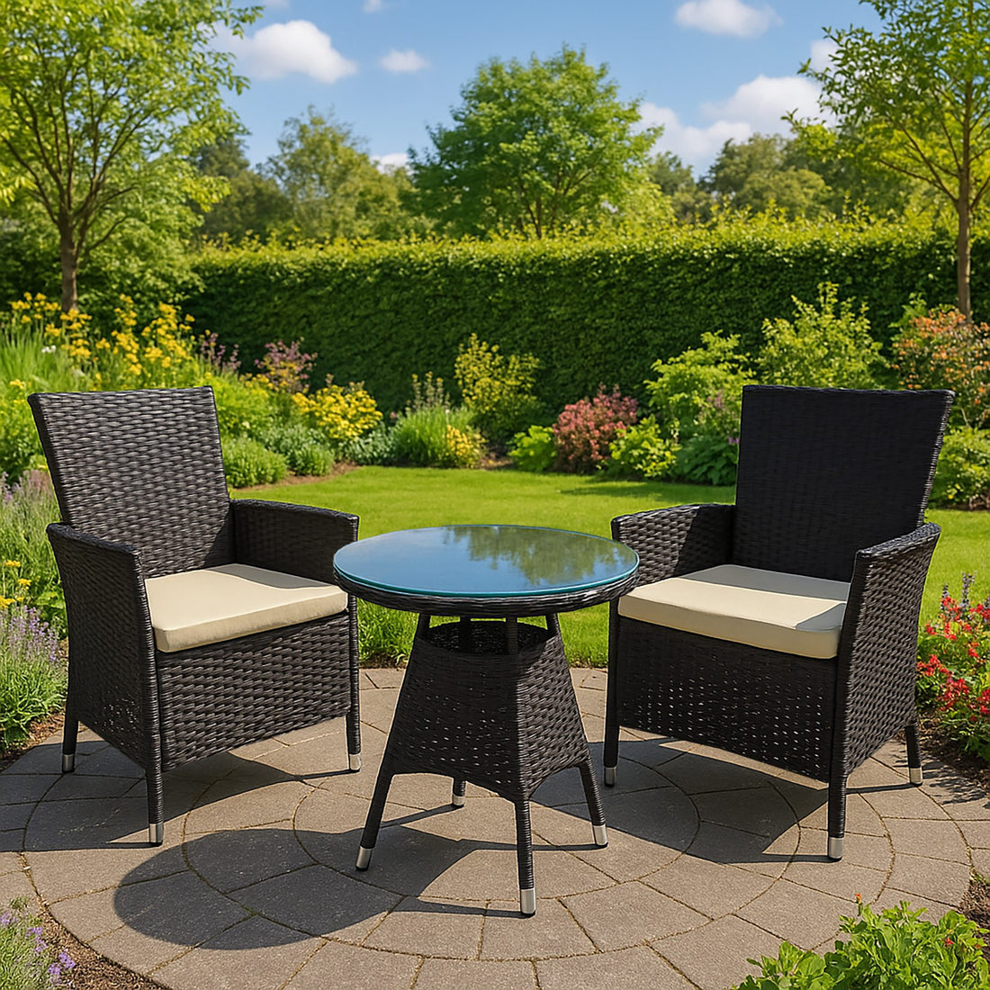 3-delige Loungeset Buiten, Tuinset, Comfortabele Kussens, Duurzaam PE-Rotan, Moderne Look Kleur donkerbruin