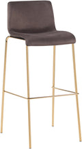 Barkruk Velvet Zitting - Hoge Kruk - Comfort & Elegantie in Goudkleurig Onderstel Kleur bruin