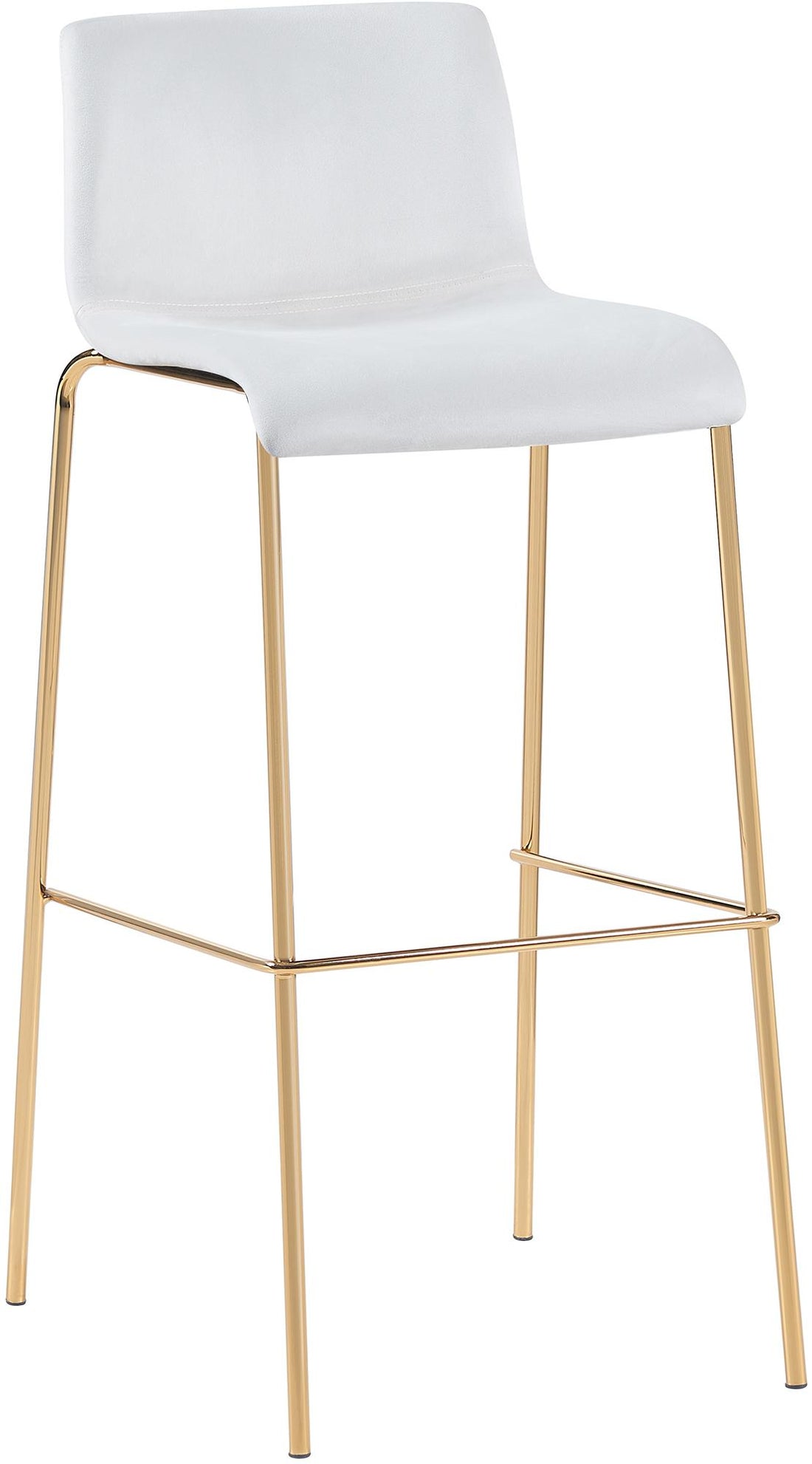 Fluwelen Barkruk - Hoge Kruk - Elegante Goudkleurige Steun & Hoog Zitcomfort Kleur crème