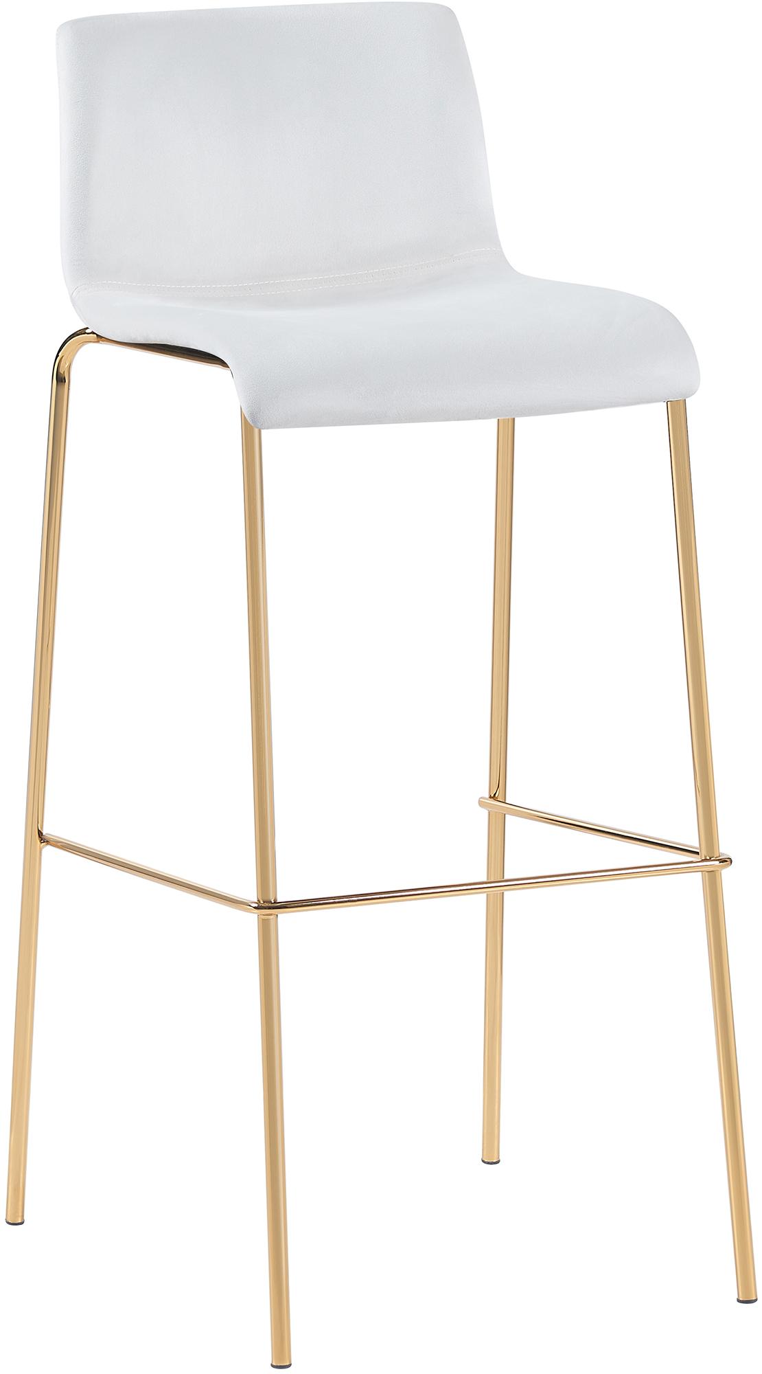 Fluwelen Barkruk - Hoge Kruk - Elegante Goudkleurige Steun & Hoog Zitcomfort Kleur crème
