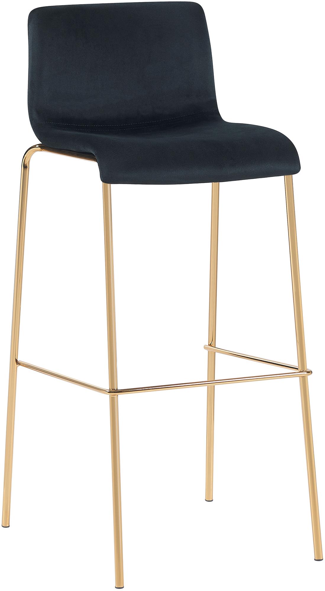 Barkruk Fluweel - Kruk - Extra Zitcomfort, Gouden Vierpoots Frame Kleur zwart