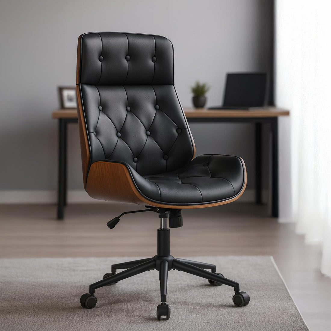 Ergonomische Bureaustoel - Directiestoel - Comfortabel Werken - Verstelbaar, Klassiek Design Kleur zwart