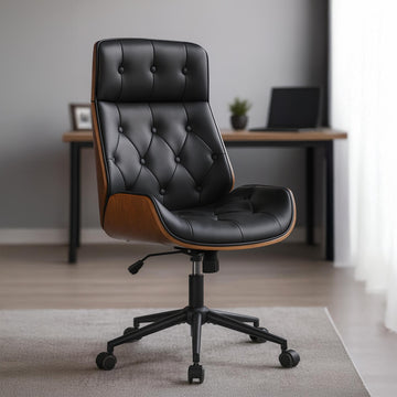 Ergonomische Bureaustoel - Directiestoel - Comfortabel Werken - Verstelbaar, Klassiek Design Kleur zwart