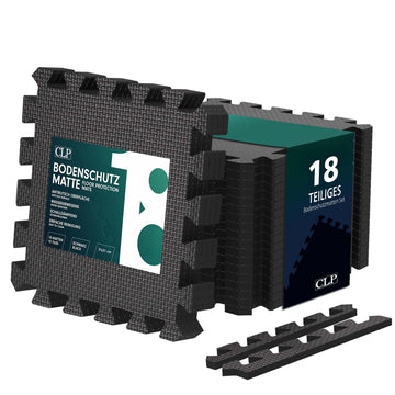 Sportmatten Set 18-delig – Puzzelmat Fitnessvloer – Antislip & Waterbestendig – 30x30 cm Zwart Kleur zwart