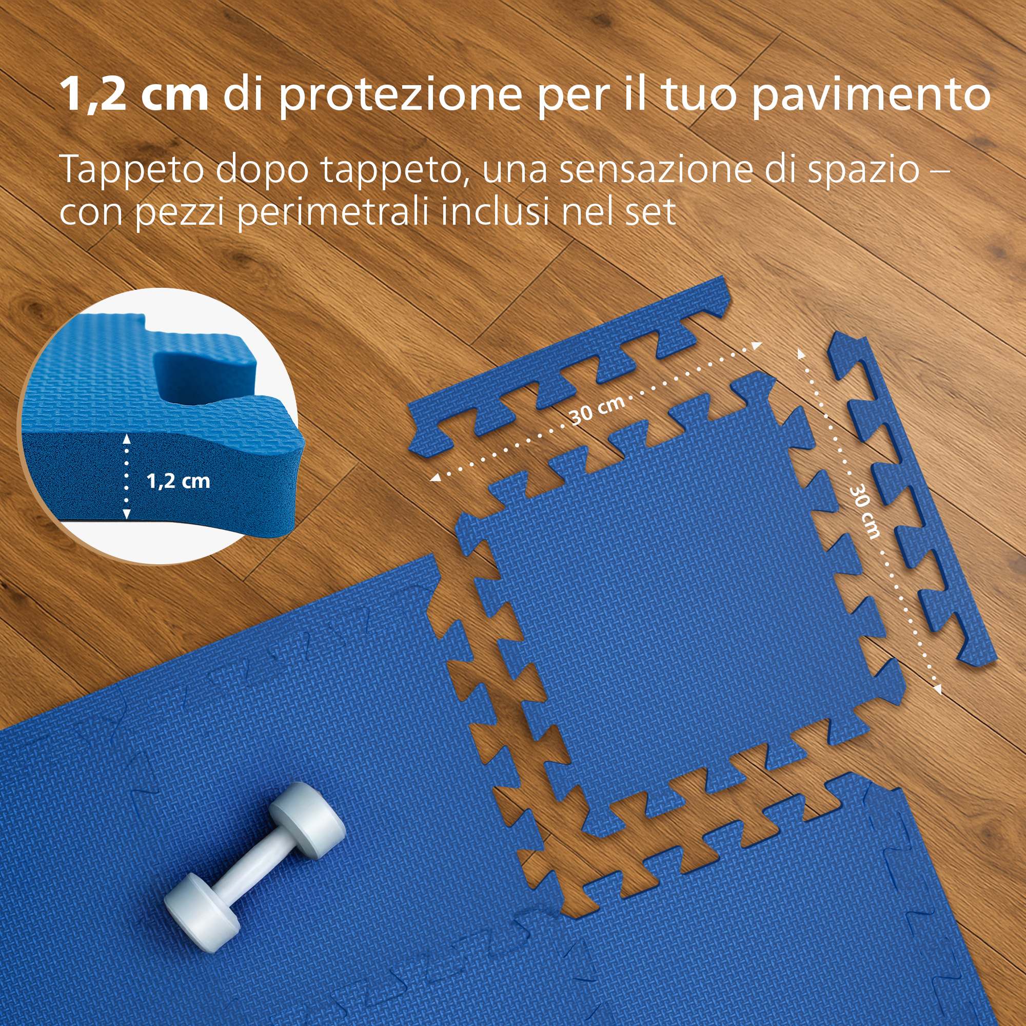 Beschermende Mat 30x30 cm - Schokbestendige Vloerbescherming - Anti-Slip Veiligheid Kleur blauw