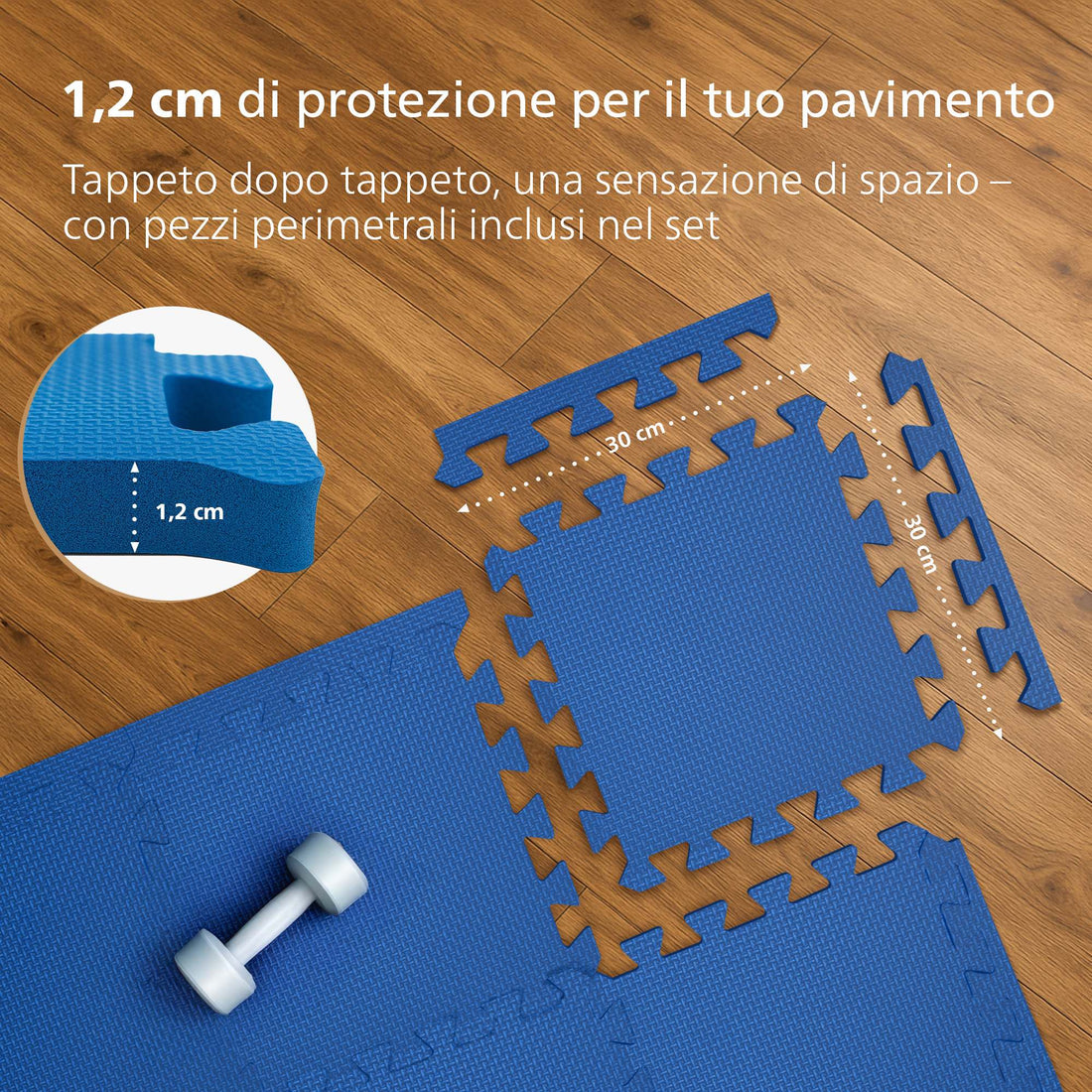 Beschermende Mat 30x30 cm - Schokbestendige Vloerbescherming - Anti-Slip Veiligheid Kleur blauw