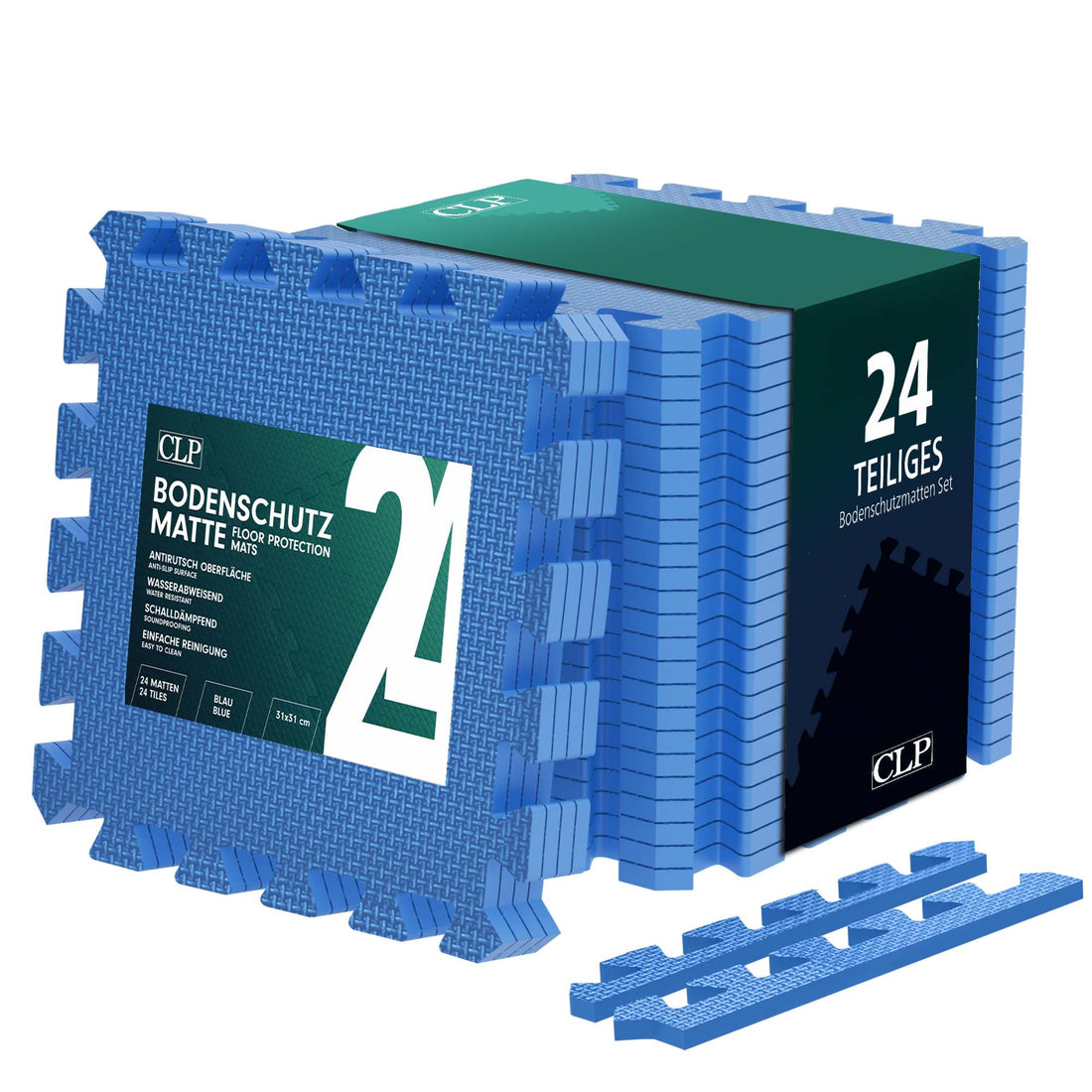 24-delige set Vloermatten, Puzzelmatten, Schokabsorberend & Antislip, Eenvoudige Montage, 30x30 cm Kleur blauw