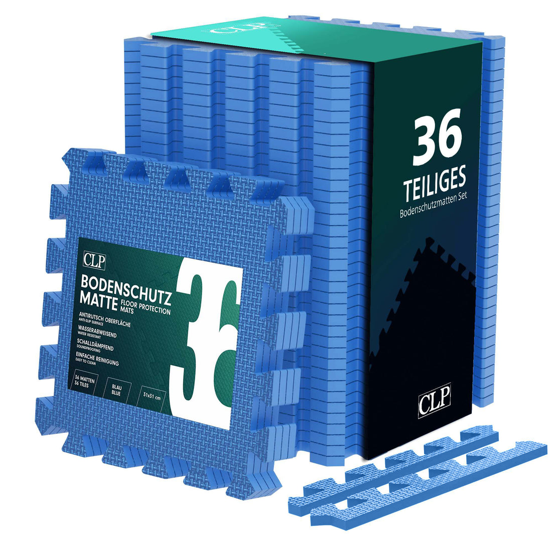 Fitnessmat Set 36-delig – Puzzelmat, Vloermatten – Antislip Bescherming, Modulair Uitbreidbaar Kleur blauw