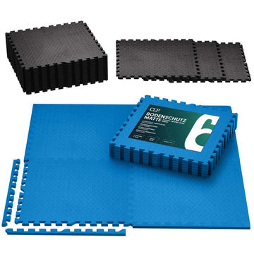 Set van 6 Fitnessmatten – Beschermmatten – Schokabsorberend & Antislip – 60x60 cm – Blauw Kleur blauw
