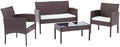 4-delige Polyrattan Loungeset - Tuinmeubelset - Weerbestendig en UV-bestendig Kleur bruin
