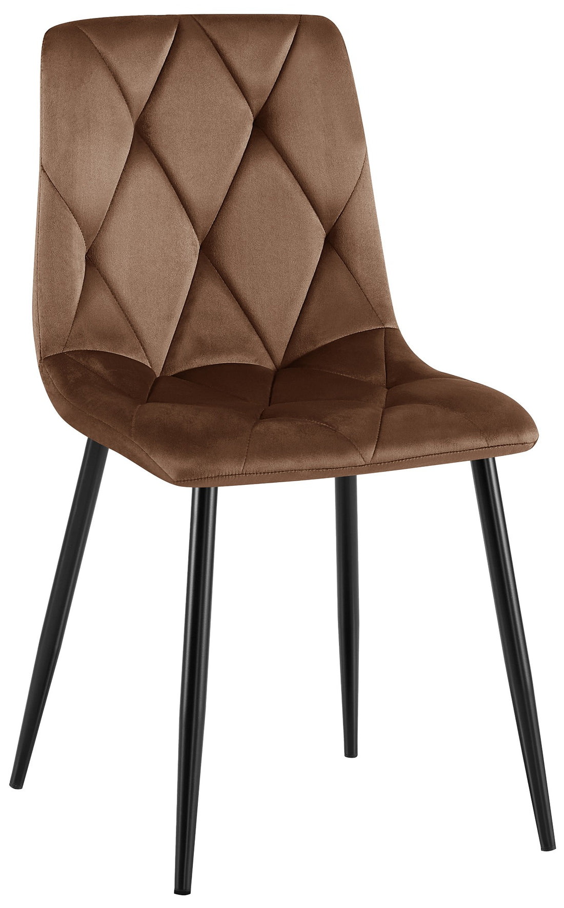 Eetkamerstoel Fluweel - Luxe Zitcomfort - Zwart Metalen Frame Kleur bruin