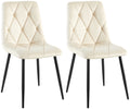 2-delige set Fluwelen Eettafelstoelen - Tijdloos Design, Hoog Zitcomfort Kleur crème
