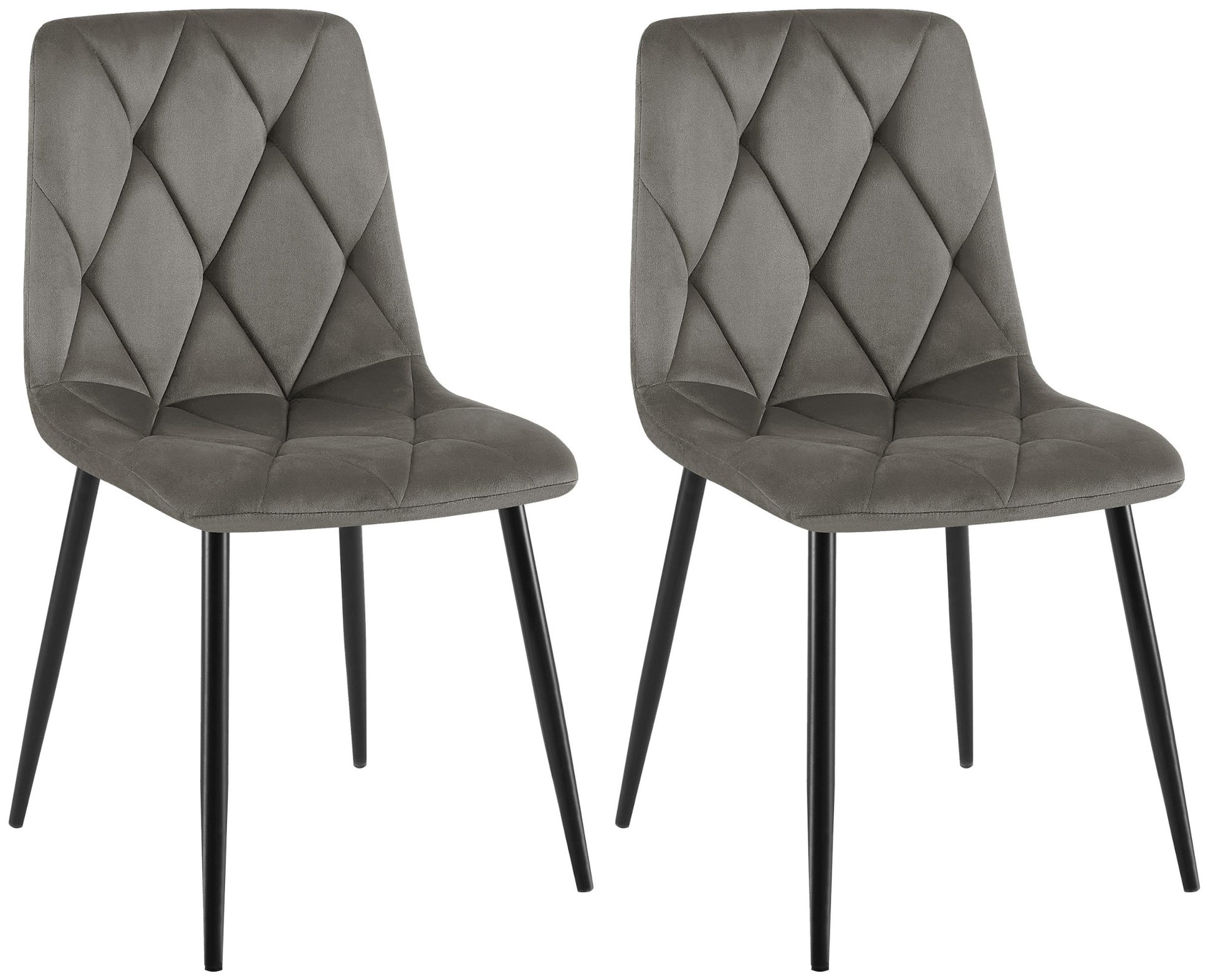 2-delige set Fluwelen Eettafelstoelen - Tijdloos Design, Hoog Zitcomfort Kleur antraciet