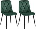 2-delige set Fluwelen Eettafelstoelen - Tijdloos Design, Hoog Zitcomfort Kleur groen