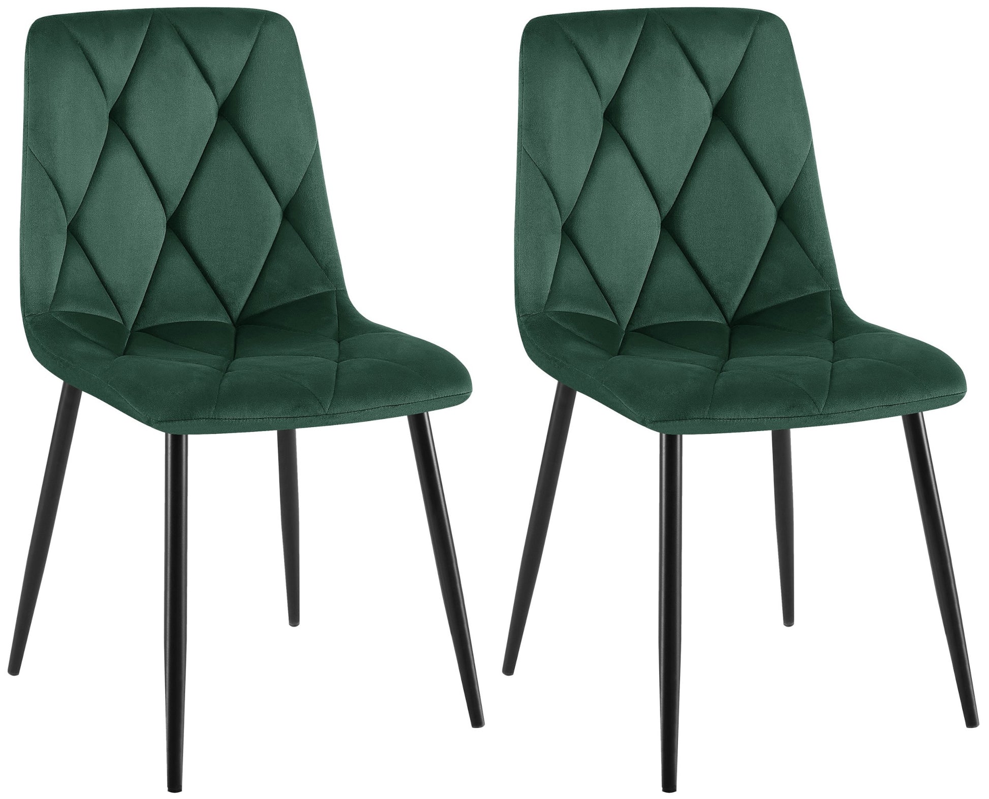 2-delige set Fluwelen Eettafelstoelen - Tijdloos Design, Hoog Zitcomfort Kleur groen