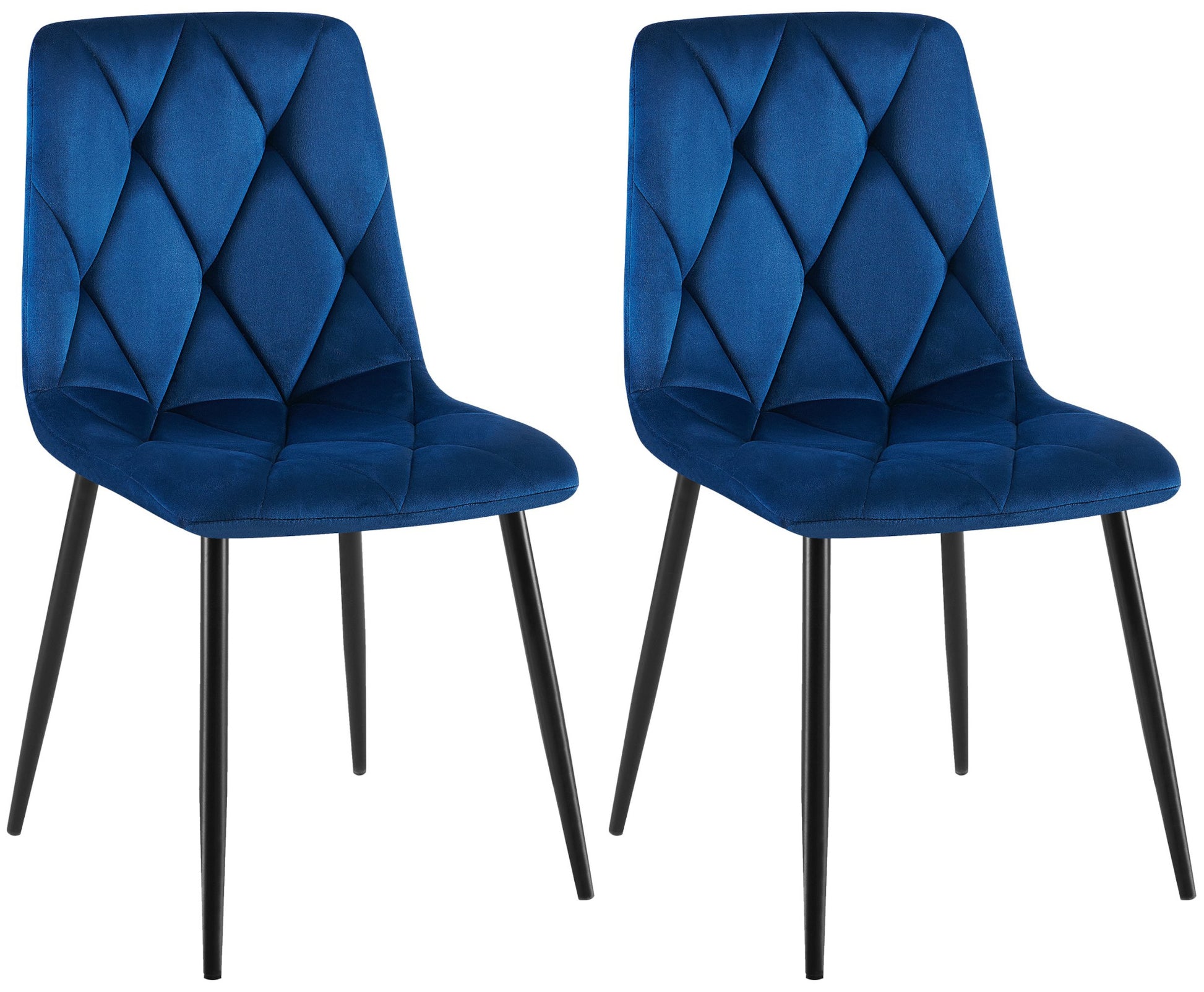 2-delige set Fluwelen Eettafelstoelen - Tijdloos Design, Hoog Zitcomfort Kleur donkerblauw