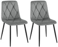 2-delige set Fluwelen Eettafelstoelen - Tijdloos Design, Hoog Zitcomfort Kleur donkergrijs