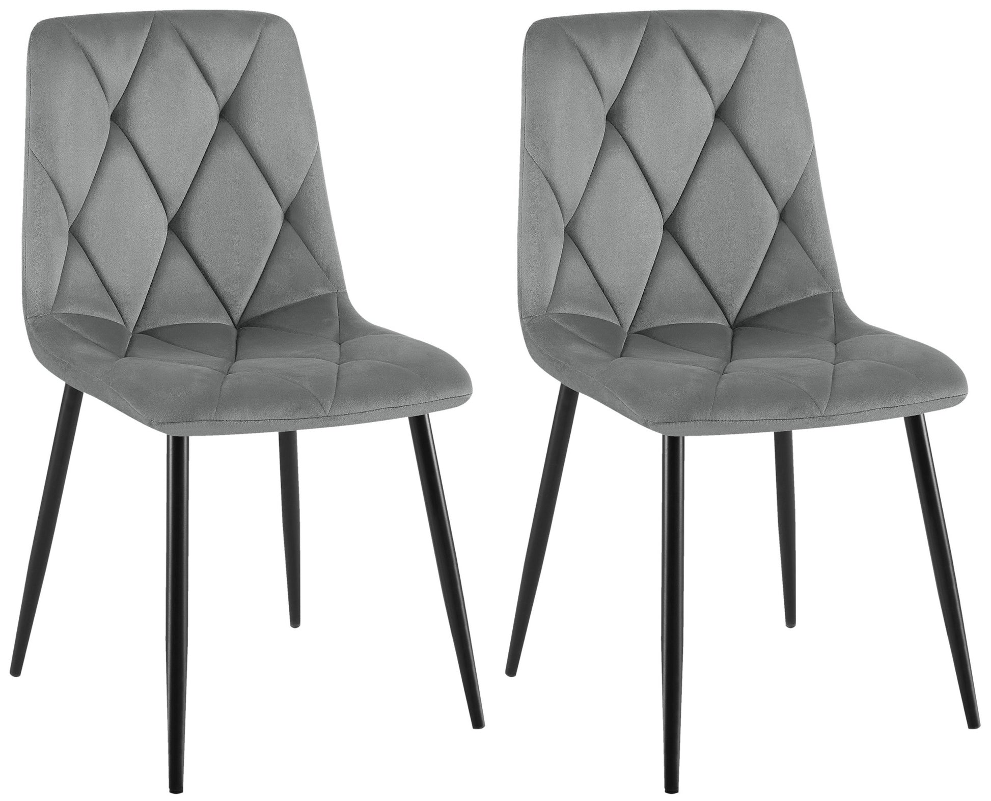 2-delige set Fluwelen Eettafelstoelen - Tijdloos Design, Hoog Zitcomfort Kleur donkergrijs
