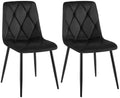 2-delige set Fluwelen Eettafelstoelen - Tijdloos Design, Hoog Zitcomfort Kleur zwart