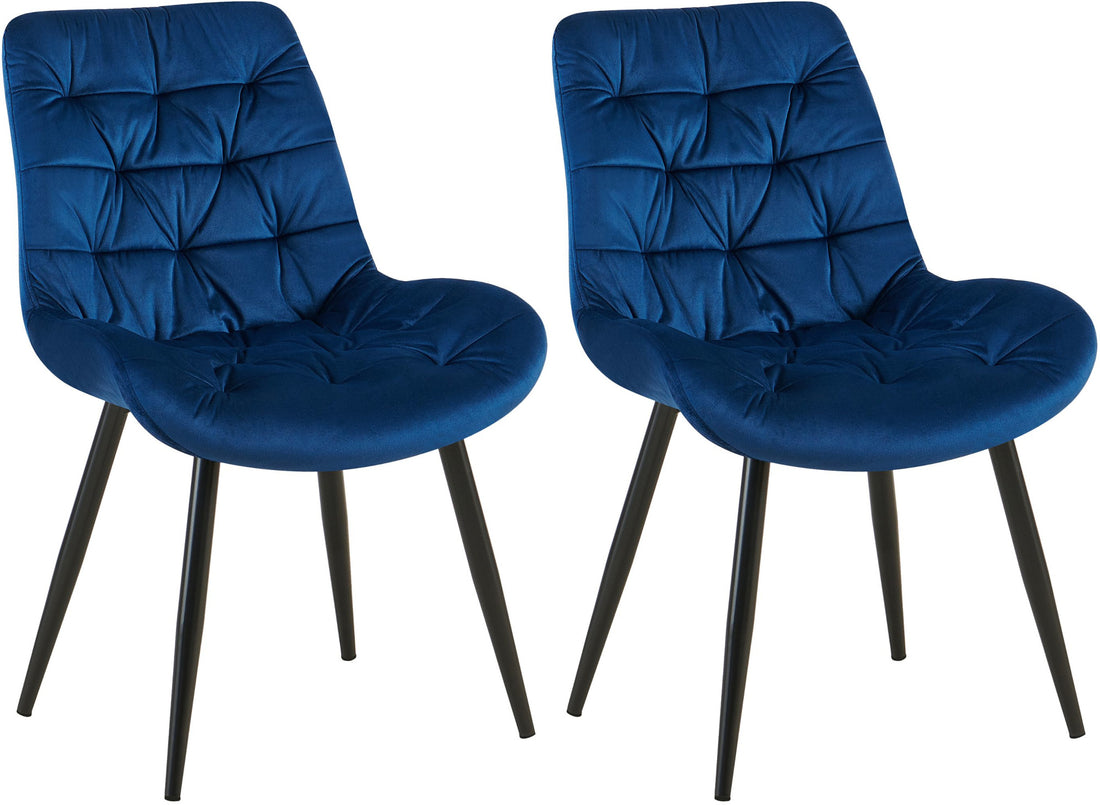 2-delige set Eetkamerstoelen - Fluwelen Stoelen - Hoog Zitcomfort Kleur donkerblauw