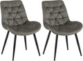 2-delige set Eetkamerstoelen - Fluwelen Stoelen - Hoog Zitcomfort Kleur donkergrijs