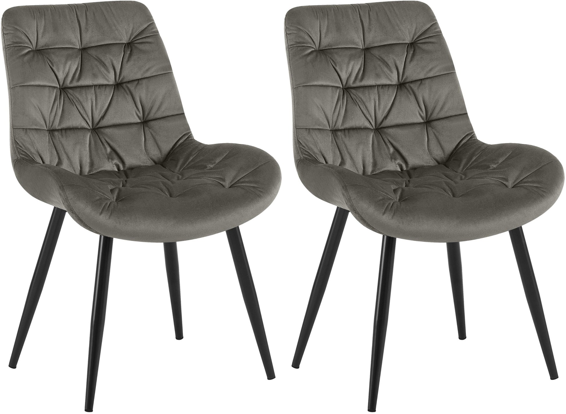 2-delige set Eetkamerstoelen - Fluwelen Stoelen - Hoog Zitcomfort Kleur donkergrijs