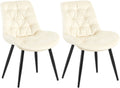 2-delige set Eetkamerstoelen - Fluwelen Stoelen - Hoog Zitcomfort Kleur crème