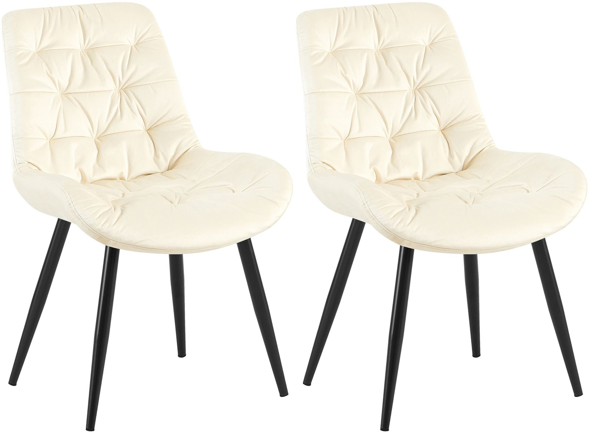2-delige set Eetkamerstoelen - Fluwelen Stoelen - Hoog Zitcomfort Kleur crème