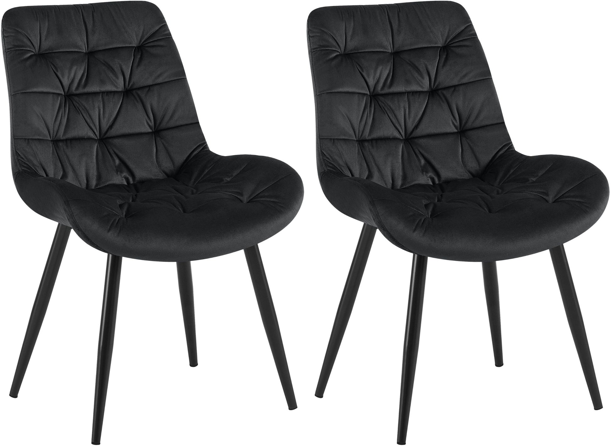 2-delige set Eetkamerstoelen - Fluwelen Stoelen - Hoog Zitcomfort Kleur zwart
