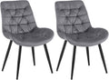 2-delige set Eetkamerstoelen - Fluwelen Stoelen - Hoog Zitcomfort Kleur grijs