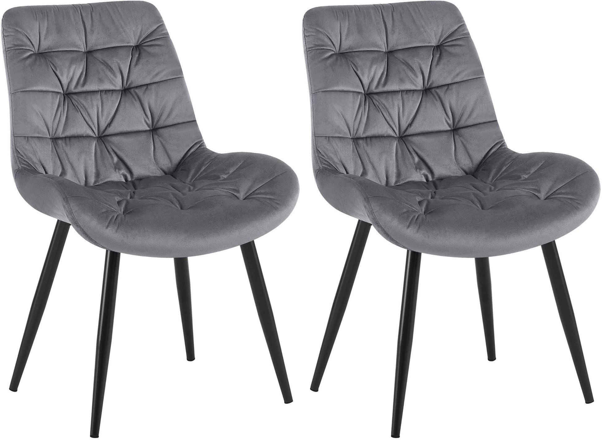 2-delige set Eetkamerstoelen - Fluwelen Stoelen - Hoog Zitcomfort Kleur grijs