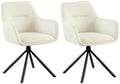 2-delige Set Stoffen Stoelen - Fauteuilstoel - 180° Draaisysteem Kleur crème