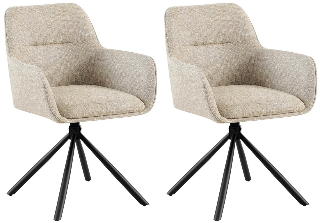 2 Eetkamerstoelen - Draaibare Stoelen, Hoog Zitcomfort, Stoffen Bekleding Kleur taupe